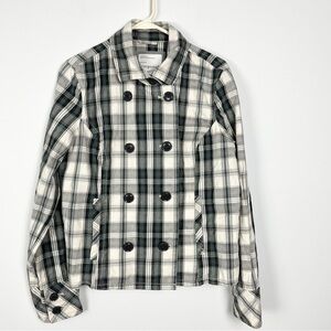 Aeropostale Vtg Y2K Black and White Plaid Pea Coat Gossip Girl Size XL